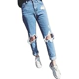Kasen Pantalones Sueltos Mujer Vaqueros Rotos Agujero Jeans Casuales Azul  Claro XL: Amazon.es: Ropa