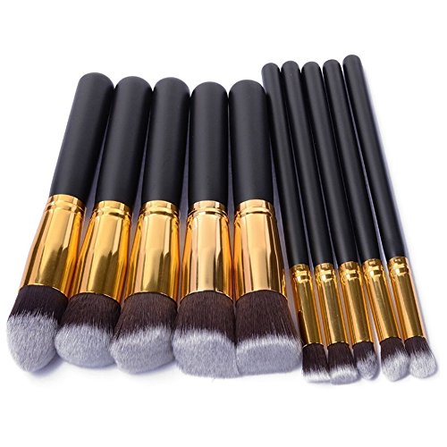 Eleacc 10tlg Make UP Pinsel Pinselset Gesichtspinsel Schminkpinsel Kosmetikpinsel Kosmetik Brush Schwarz - 6