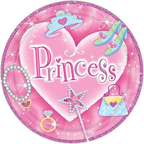 8 PRINCESS PAPER PLATES HEART PARTY TIARA SHOES BIRTHDAY GIRLS SURPRISE BAG WAND FREE SHIPPING