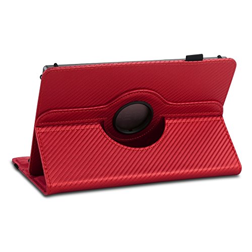 NAUC Tablet Schutzhülle für Ihr Medion Lifetab X10311 X10302 P10400 P10506 P10505 S10366 S10352 P10356 S10346 S10345 aus Kunstleder mit praktischer Standfunktion und 360° Drehfunktion kombiniert Schutz und Design Hülle Cover Case Tasche, Farben:Rot - 4