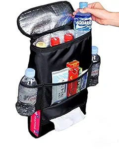 Pritam Mall Multi Pocket Travel Car Back Seat Organizer with foil Cover Holder Hanger for Magazines Water Bottles, Mobiles Phones, Books, Snacks Tissue Box