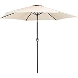 Charles Bentley Garden Metal Patio Garden Umbrella Parasol Crank & Tilt - Cream