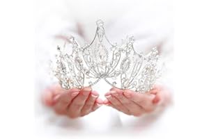 Unicra Corona de boda princesa reina tiara diadema de cristal para novia, boda, fiesta de cumpleaños, accesorios para el cabello para mujer, Aleación, diamantes de imitación, plata