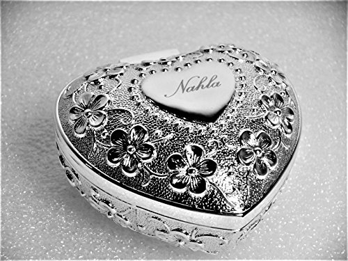 SCHMUCKSCHATULLE HERZ MIT BLUMEN MOTIV BLÜTEN SCHMUCKETUI ETUI SILBER NEU + BRILLIBRUM® FLYER Geschenke Für Muttertag Geschenkidee Kinder (Schmuckschatulle ohne Gravur) - 5