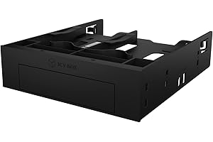 ICY BOX 3-fach Einbaurahmen für 2x 2,5 Zoll HDD/SSD und 1x 3,5 Zoll HDD in 1x 5,25 Zoll Schacht, schraubenlos, Anti-Vibration, Frontblende, IB-5251