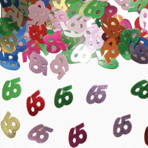Bunt glitzerndes Konfetti mit Geburtstagszahl: 65 // Tüte mit 15g (ca. 1000 einzelne Konfetti's) // Deko Tischdeko Jubiläum Zahlenkonfetti Metallkonfetti Streukonfetti Geburtstag Birthday