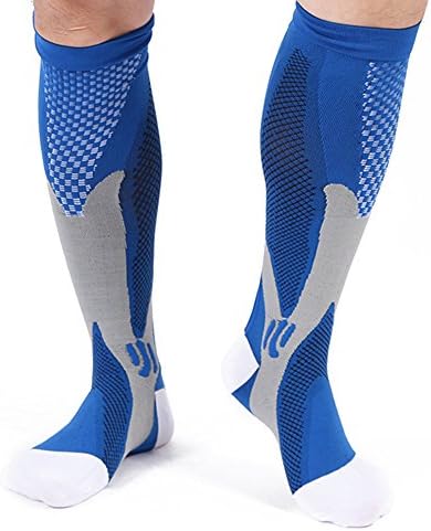 Compression Socks for Men &amp; Women aoyu best Stockings for Running, Nurses, Shin Splints, Flight Travel, &amp; Maternity Pregnancy. Boost Stamina, Circulation, &amp; Recovery (blue, XL)