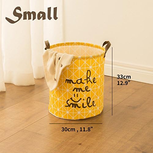 CUPWENH Picnic Basket Laundry Basket Toy Storage Bag Super Large Box Cotton Washing Dirty Clothes Big Basket Organizer Bin Waterproof,Yellow-Small