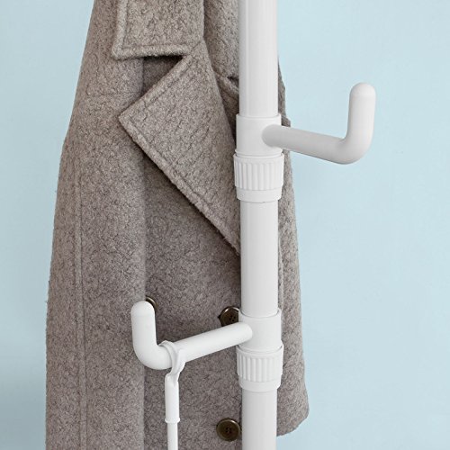 SoBuy® Garderobe, Kleiderständer, Garderobenständer mit 6 Haken, ohne Bohren Verstellbar, 214cm-275cm hoch, weiß, FRG159-W - 2