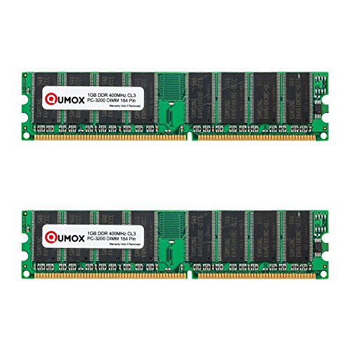 QUMOX Memoria DDR DIMM 2GB 2 x 1GB  400Mhz PC3200  184PIN  para Computadora de Escritorio