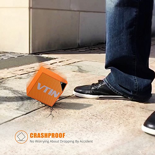 [IP67 Waterproof Speaker] Vtin Cuber Bluetooth 4.0 Speaker, 5W Audio Driver, 8 Hour Playing Time, Built in Waterproof Mic For Shower/Home/Outoor For iphone 7 / 7 plus, Smartphones, Tablets, Laptops, PC and All Bluetooth Devices - Orange