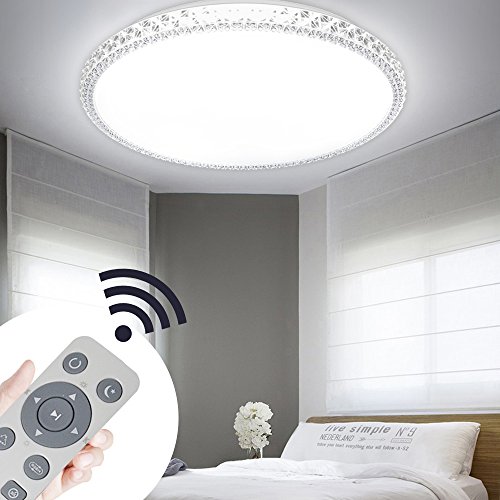 Preisvergleich Produktbild ADEMAY 36W Runde Dimmbar Modern LED Deckenleuchte Kristall Deckenlampe Wandlampe Schlafzimmer Wandlampe Schlafzimmer Mit Fernbedienung (36W Runde)