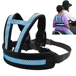 SNOWIE SOFT Kids Safety Belt for Two Wheeler with Reflective Strips, Portable Seat Belt Children Motorcycle Harness for Motorcycle Bike, Adjustable Safety Harness for Kids Ride Strap (2-12years)