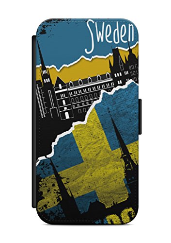 Samsung Galaxy S7 Schweden Fussball Fahne Flip Tasche Hülle Case Cover Schutz Handy
