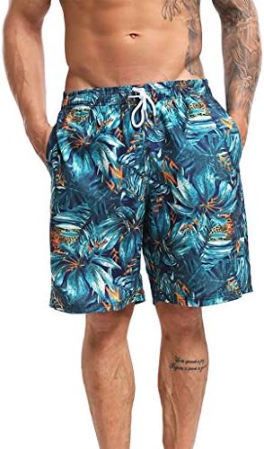 Kinlene Men's Shorts Men's Swim Drawstring Trunks Quick Dry Beach Surfing Running Swimming Shorts Green