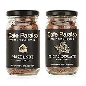 Cafe Paraiso Hazelnut & Mint Chocolate Flavored Coffee Combo - 60 g Each|100% Arabica| Natural Flavors| No added sugar| Medium Roasted