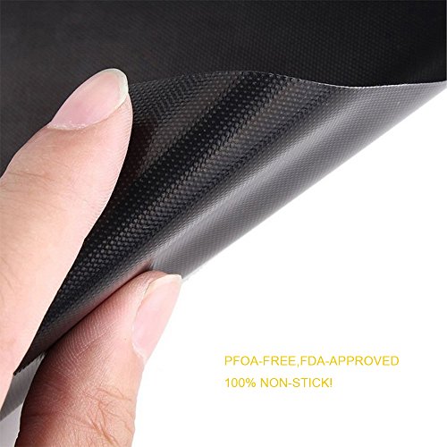 COKOSIM Satz von 5 Stücke BBQ Grill Matte – Wiederverwendbare Hochtemperaturbeständigkeit für Barbecue, Grillen, Backofen, Herd Kochen und Backen – Schwarz - 5