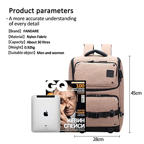 FANDARE Rucksäcke Laptop Freizeit Wanderrucksäcke 17“ Zoll Damen Herren Schulrucksack Schulranzen Reisen Leicht Wasserdicht Nylon - 6