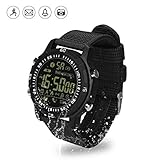 Sport Smartwatch, Hizek Wasserdichte Armbanduhr Outdoor-Fitness Sportuhr Schrittzähler Kalorienzähler für iPhone X/8/7/7Plus, Samsung, Huawei, Xiaomi, LG -- Schwarz 