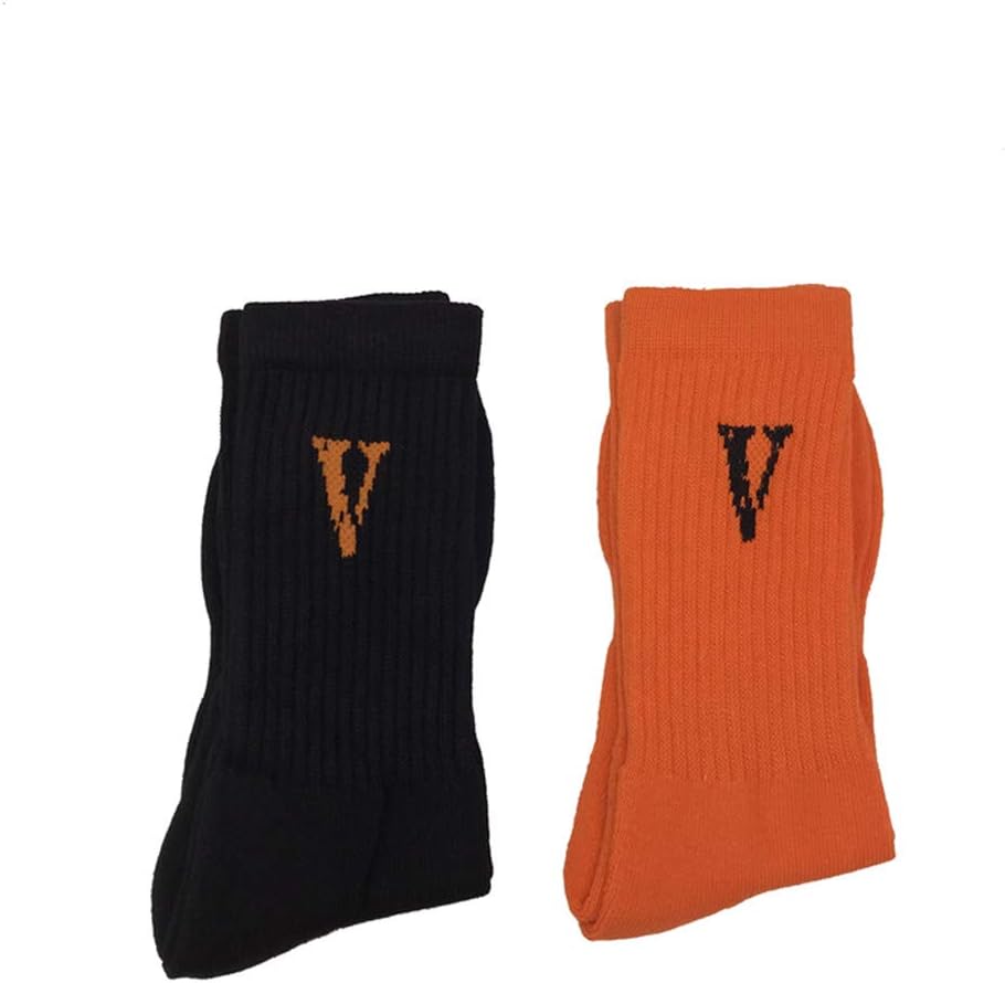 vlone socks|VLONE black orange big V street socks FRIENDS letters middle socks men women boys girls(buy two get three)
