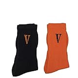 vlone socks|VLONE black orange big V street socks FRIENDS letters middle socks men women boys girls(buy two get three)