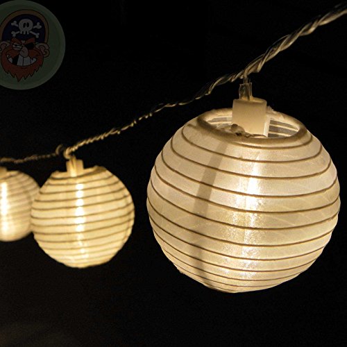 Lampion-Lichterkette mit 40 LED-Lampions Ø 7,5 cm weiß für innen und außen von Gartenpirat®