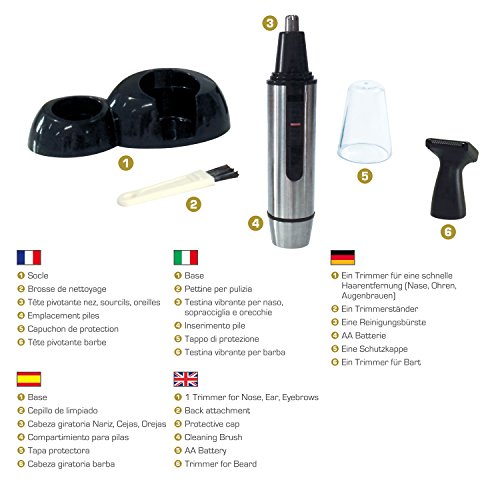 MEACUT 3000 – Haartrimmer für Nase, Ohren, Augenbrauen, Bart – 2 Trimmaufsätze – 4-teiliges Zubehör – CE-Normung – Profi-Qualität für zuhause ! - 3