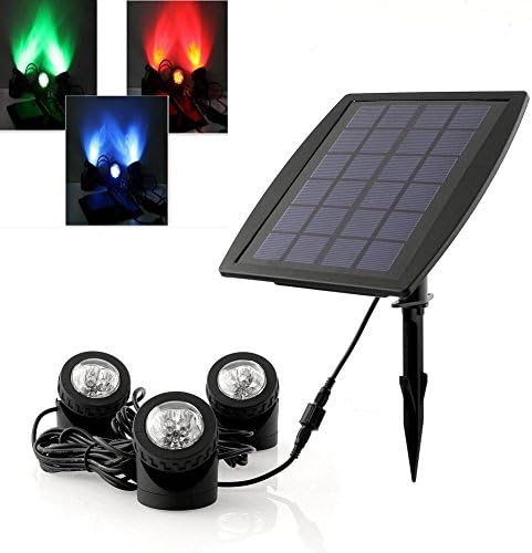 DECKEY Solar Spotlight Underwater Pond Lights Waterproof IP68 Security RGB Lamp for Outdoor Garden Yard Patio
