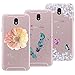 Produktbild Yokata [3 Packs] Kompatibel mit Hülle Samsung Galaxy J7 2017 Silikon Transparent Durchsichtig Handyhülle Schutzhülle TPU Ultra Dünn Slim Kratzfest mit Motiv Case Cover - Blume + Feder + Schmetterling