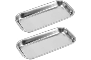 SYIJUPO 2pcs Vassoio Medico In 201 Acciaio Inox Per Strumenti Medici, Vassoio Dentale Utile Per Laboratorio Vassoio Per Strumenti, Facile da Pulire 22,5 x 12 x 2cm
