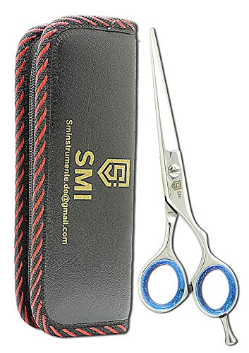 SMI - 6 pouces Ciseaux de coiffure professionnels, Ciseaux de cheveux pour couper la barbe de moustache, Cisailles de barbier, Tijeras de peluqueria - Acier inoxydable avec étui