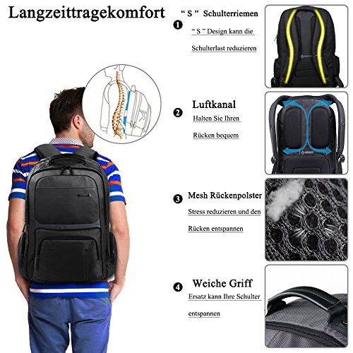 Laptop Rucksack 17 3 Zoll  DTBG Nylon ger  umig Anti-Tr  ne Daypack Reiserucksack Business Rucks  ke College Studenten Schultertasche Schultasche pass