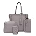 Produktbild Longzjhd Frauen Vier Stellen Sie ein Handtasche Damen Handtasche Mode PU Tasche 4pcs Schultertasche Umhängetasche Handtasche Geldbörse set Leder Tasche Bag Festplatte Bag