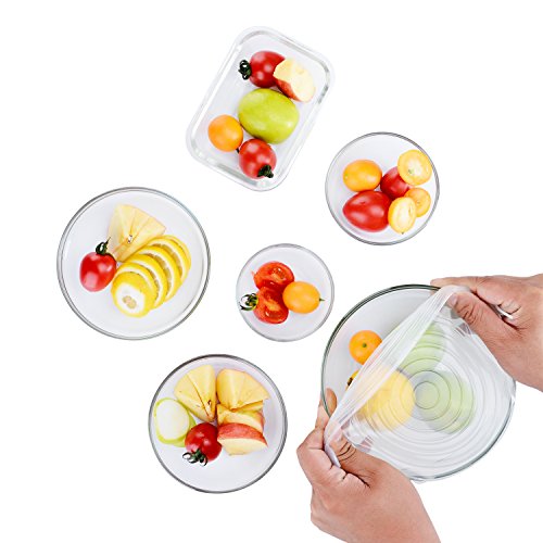 MUZIYU Silikon Frischhalte-Deckel, dehn- & wiederverwendbar, Frischhalte- & Alufolie ersetzen, Öko-freundlich, 6 verschiedene Deckel für unterschiedliche Formen und Größen von Behältern - 8