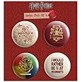 MCSID RAZZ Harry Potter Combo Pack of 4 Round Badges | Gift set for Birthday/Return | Gift for Diwali, friendship day,Christmas and rakhi