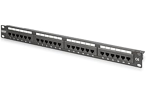 DIGITUS Patch panel da 19 pollici – CAT 6 – Patch-panel LSA – 24 porte RJ45 – Non schermato – Montaggio su rack 1 U – Nero