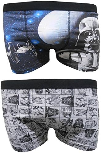 Mens Novelty Disney, Batman, Simpsons, Superman, Star Wars, Poly Cotton 2 Pack Boxer Shorts, Trunks, Star Wars, Medium