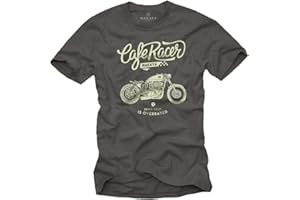 MAKAYA Idée Cadeau Moto - Vintage Cafe Racer - T-Shirt Motard Homme