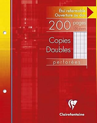 CLAIREFONTAINE Réf 4411C - Un étui carton de 200 pages Copie double perforées 17x22 cm grands carreaux vendu à l'unité