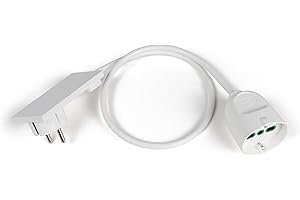 Fanton 92032 - Alargador Lineal para Reloj (Cable de 1 Metro, Enchufe Schuko, Enchufe Universal, Adecuado detrás de mesitas de Noche, armarios, escritorios, cocinas)