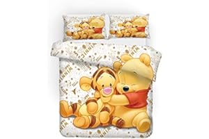 GDGM Kinderbettwäsche Wiie Poh,Mey Muse,Lion Bettbezug+Kissenbezug Baumwolle/Renforcé 3D Digital Print Bettwäsche (A04,135x200cm+75x50cm)