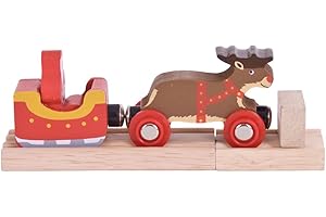 Bigjigs Rail Traîneau du père Noël avec rennes