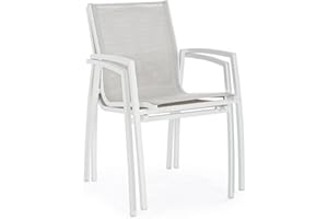 Yellow shop - HILLA set 4 sedie con braccioli da giardino portico esterni in alluminio impilabili Bianco Cloud o Coffee (Bianco Cloud)