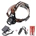 Produktbild 2000 Lumen CREE XM-L T6 LED Kopflampe Scheinwerfer Taschenlampe Stirnlampe Licht Taschenlampe wiederaufladbare Camping Scheinwerfer (2 x 4200mAh Batterie 18650 + Charger + Car Charger)