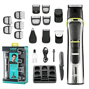 VGR V-100 14-in-1, Face, Hair and Body - Multi Grooming Kit. Hair Trimmer Beard Trimmer Ear & Nose Trimmer Head Shaver Beard Styling Full Body Grooming Kit Fully Washable IPX5 Waterproof