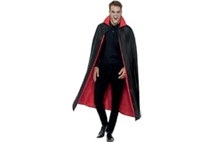 Smiffys Reversible Vampire Cape, Black & Red 127cm / 50inch, Halloween Adult Fancy Dress, Vampire Dress Up Costumes