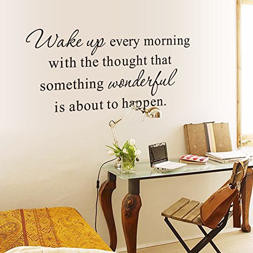English Letters Wake Up Every Morning Wall Decal Home Sticker PVC Murals Vinyl Paper House Decoration Wallpaper Living Room Bedroom Kitchen Art Picture DIY for Children Teen Senior Adult Nursery Baby