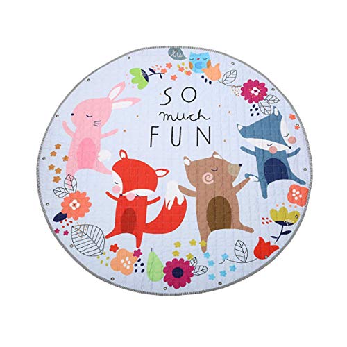FLOWood Alfombra Redonda Infantil Tapete De Juego Manta De Bebé con Bolsa De Almacenamiento Portátil (Zorros)