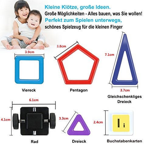 Magnetische Bausteine | infinitoo 76+1tlg 2.Version Größe Magnetische Bauklötze XXL | Große Magnetische Konstruktionsbausteine Konstruktion Blöcke | Tolles Weihnachtsgeschenk Magnetspielzeug Lernspielzeug für Baby,Kleinkinder ab 3 Jahre | Perfekt für den Einsatz zu Hause, in Schulen, Picknick, Kindertagesstätten etc. - 5