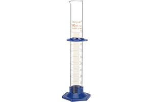 stonylab Cilindro graduato, Cilindro graduato in vetro borosilicato da laboratorio con base esagonale in plastica e collare protettivo, 100 ml